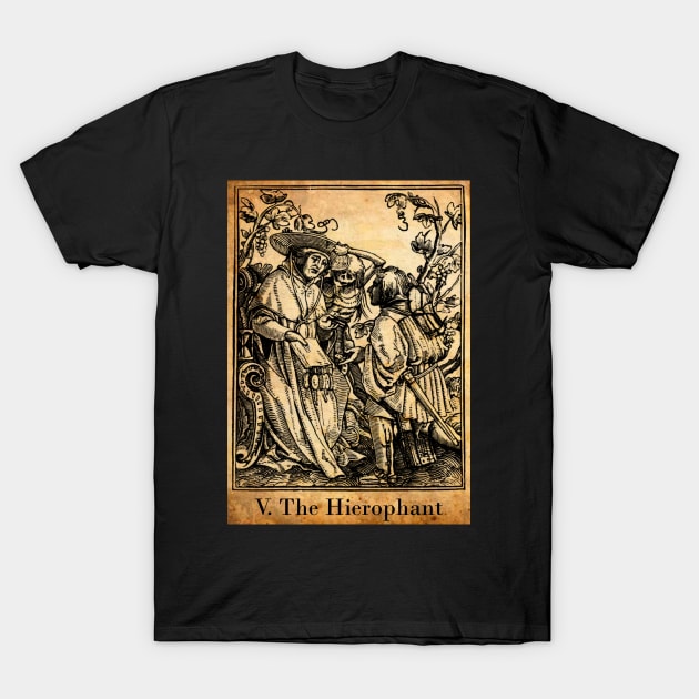 The Hierophant Tarot T-Shirt by Gwraggedann